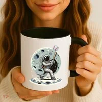 Astronaut Baseball Player Outer Space Moon Space Hitter Gift Coffee Mug thumb 3