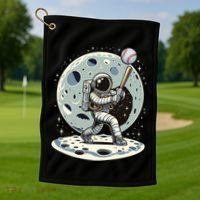 Astronaut Baseball Player Outer Space Moon Space Hitter Gift Golf Towel thumb 1