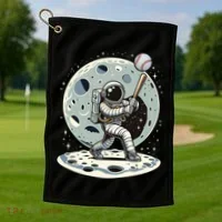 Astronaut Baseball Player Outer Space Moon Space Hitter Gift Golf Towel thumb 1