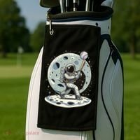 Astronaut Baseball Player Outer Space Moon Space Hitter Gift Golf Towel thumb 2
