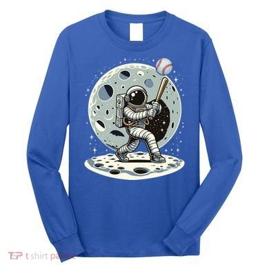 Astronaut Baseball Player Outer Space Moon Space Hitter Gift Long Sleeve Shirt