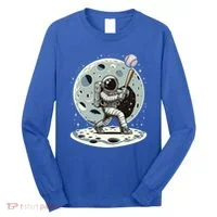 Astronaut Baseball Player Outer Space Moon Space Hitter Gift Long Sleeve Shirt thumb 0