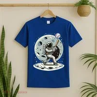 Astronaut Baseball Player Outer Space Moon Space Hitter Gift T-Shirt thumb 2