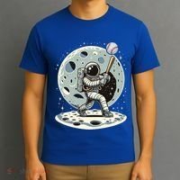 Astronaut Baseball Player Outer Space Moon Space Hitter Gift T-Shirt thumb 3