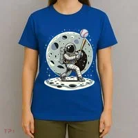Astronaut Baseball Player Outer Space Moon Space Hitter Gift T-Shirt thumb 4