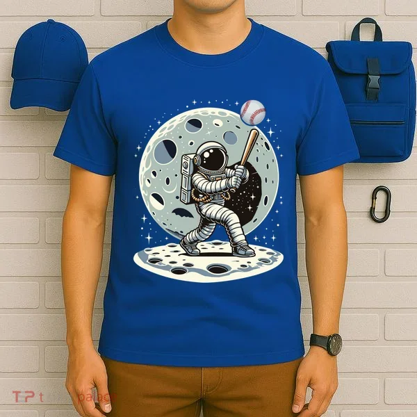 Astronaut Baseball Player Outer Space Moon Space Hitter Gift T-Shirt