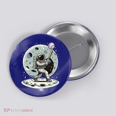 Astronaut Baseball Player Outer Space Moon Space Hitter Gift Button