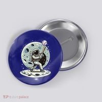 Astronaut Baseball Player Outer Space Moon Space Hitter Gift Button thumb 0