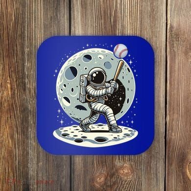 Astronaut Baseball Player Outer Space Moon Space Hitter Gift Coaster