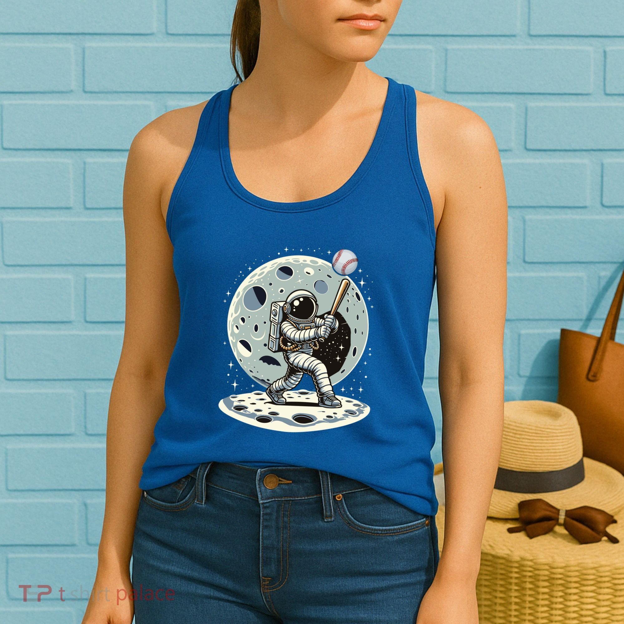 Astronaut Baseball Player Outer Space Moon Space Hitter Gift Women's Tank Top
