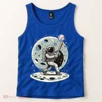Astronaut Baseball Player Outer Space Moon Space Hitter Gift Tank Top thumb 2