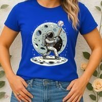 Astronaut Baseball Player Outer Space Moon Space Hitter Gift Women's T-Shirt thumb 2