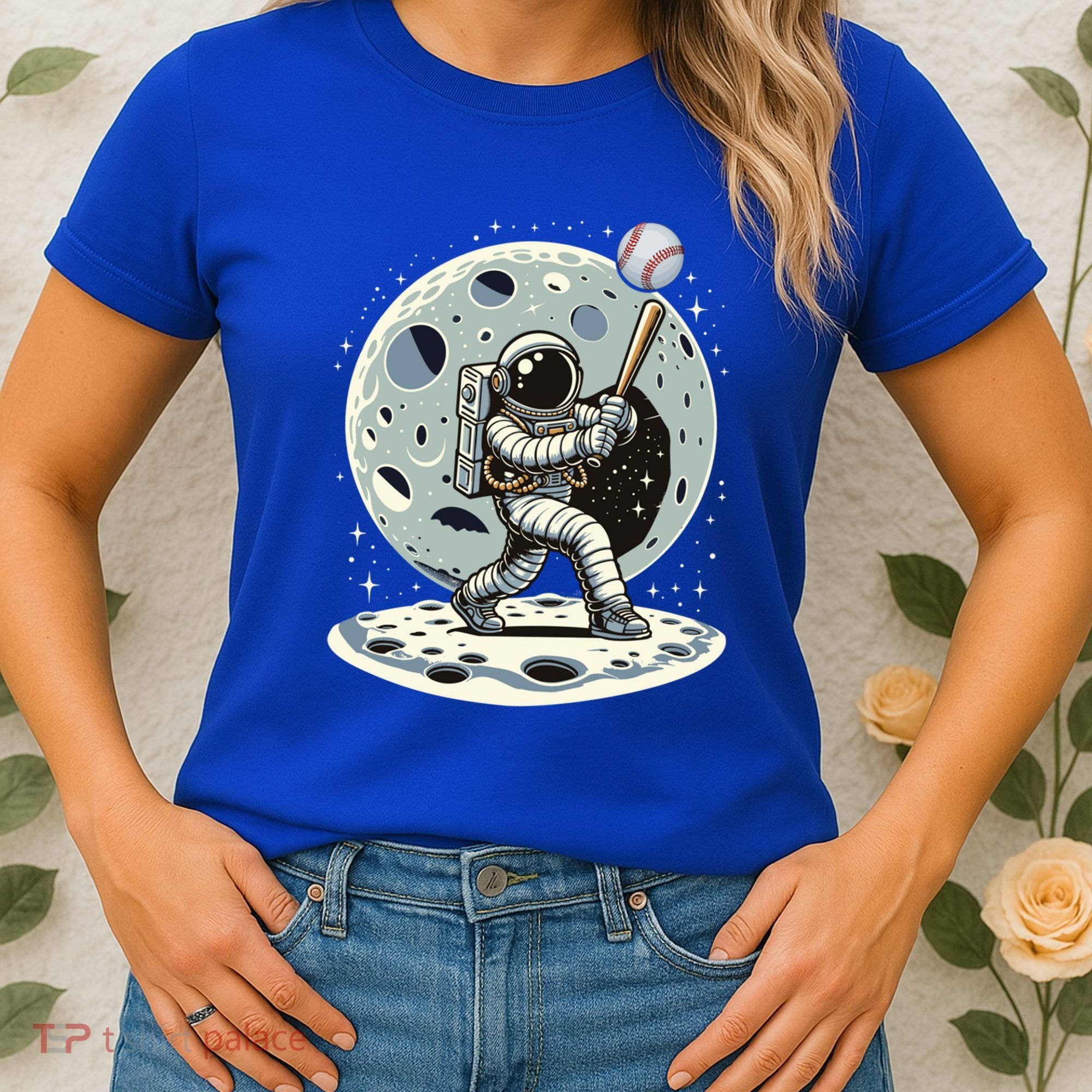 Astronaut Baseball Player Outer Space Moon Space Hitter Gift Women's T-Shirt