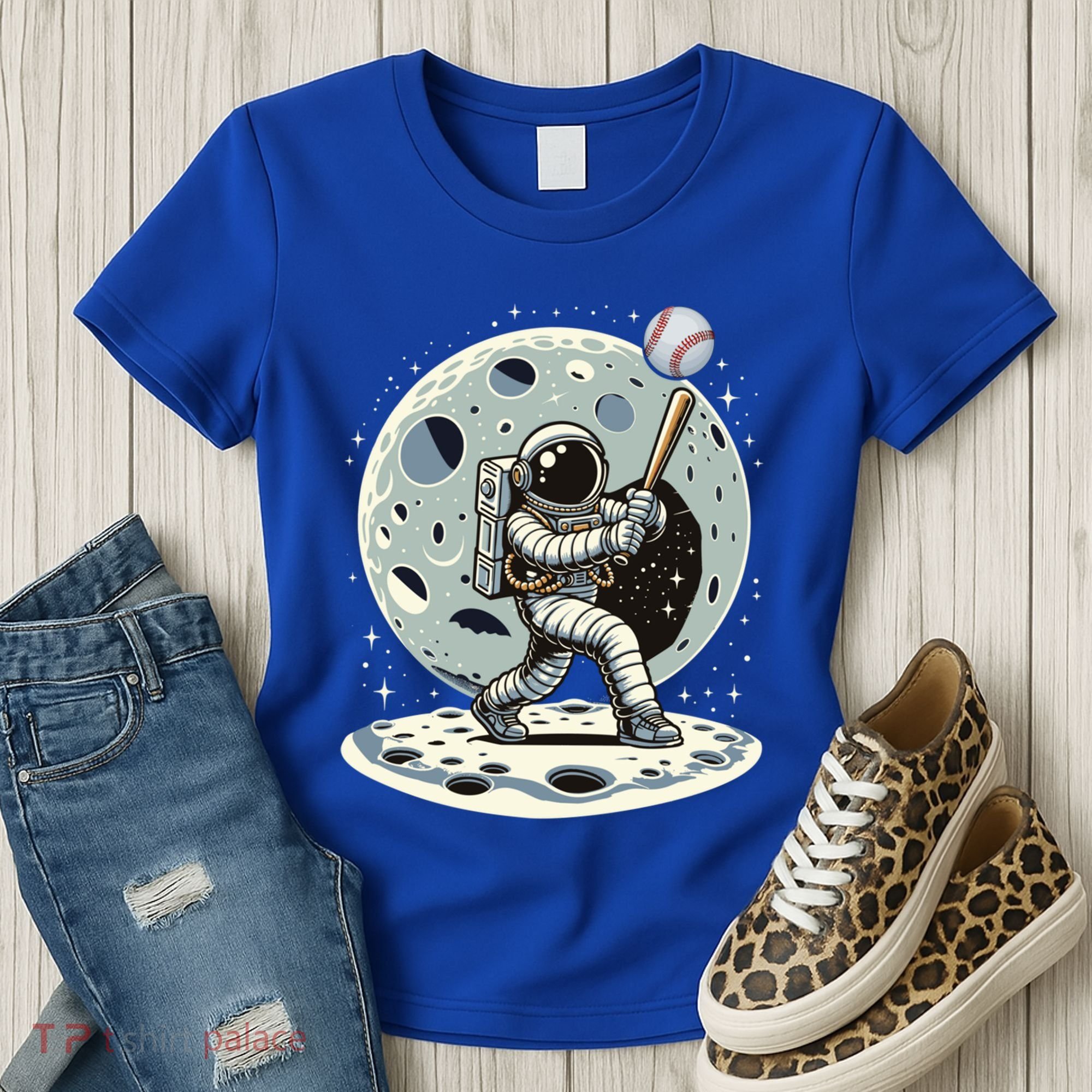 Astronaut Baseball Player Outer Space Moon Space Hitter Gift Women's T-Shirt
