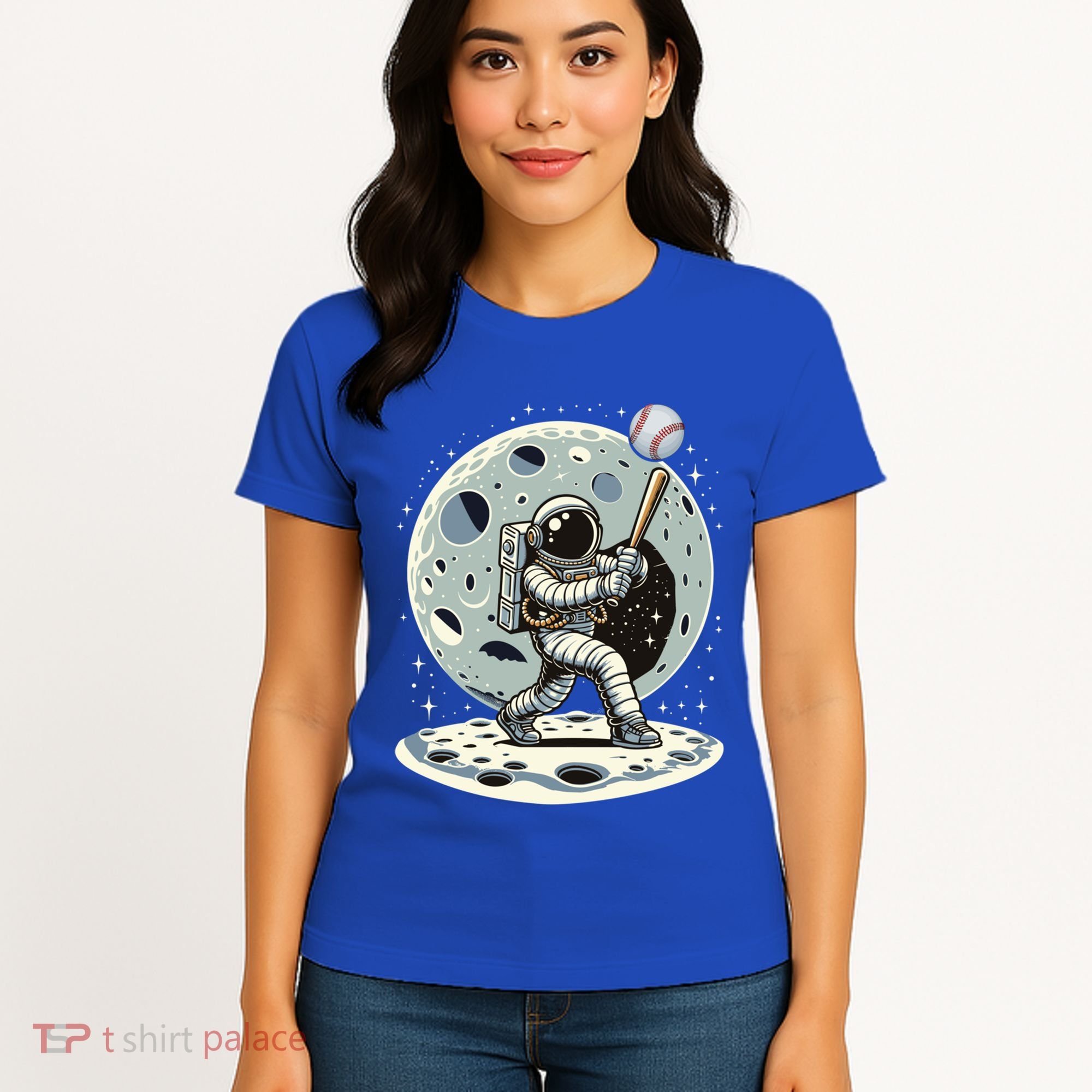 Astronaut Baseball Player Outer Space Moon Space Hitter Gift Women's T-Shirt
