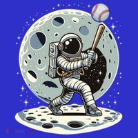 Astronaut Baseball Player Outer Space Moon Space Hitter Gift Women's T-Shirt thumb 6