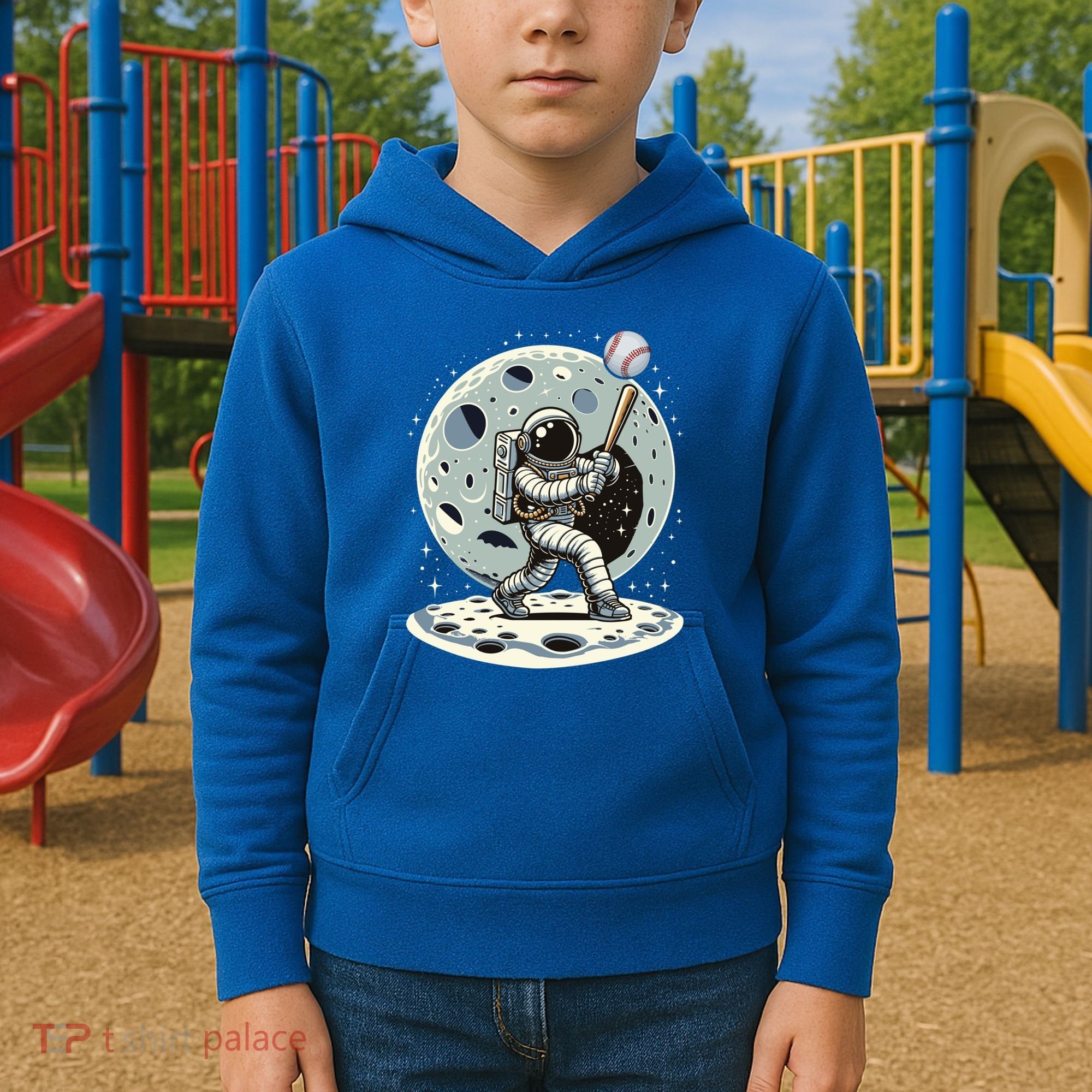 Astronaut Baseball Player Outer Space Moon Space Hitter Gift Kids Hoodie