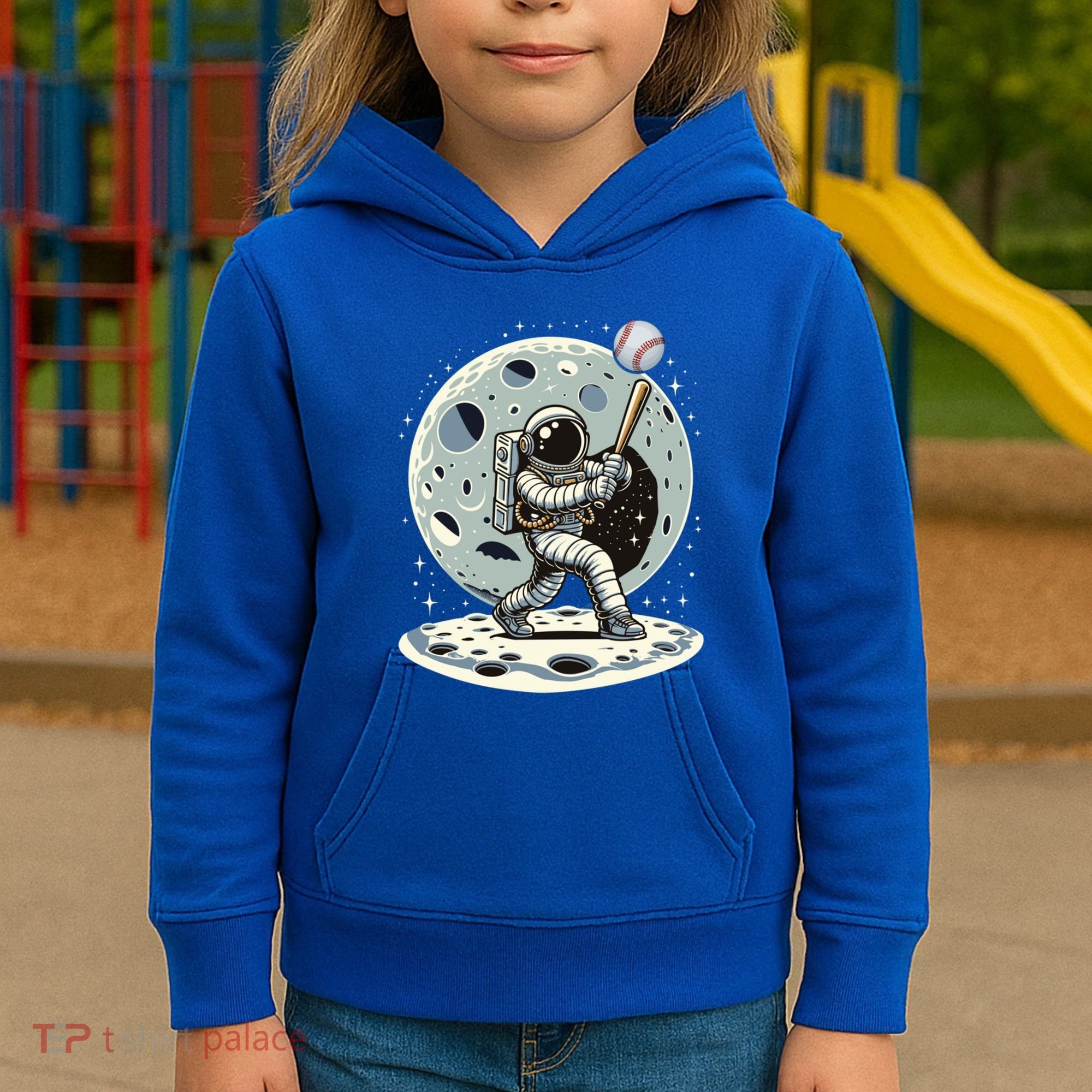 Astronaut Baseball Player Outer Space Moon Space Hitter Gift Kids Hoodie