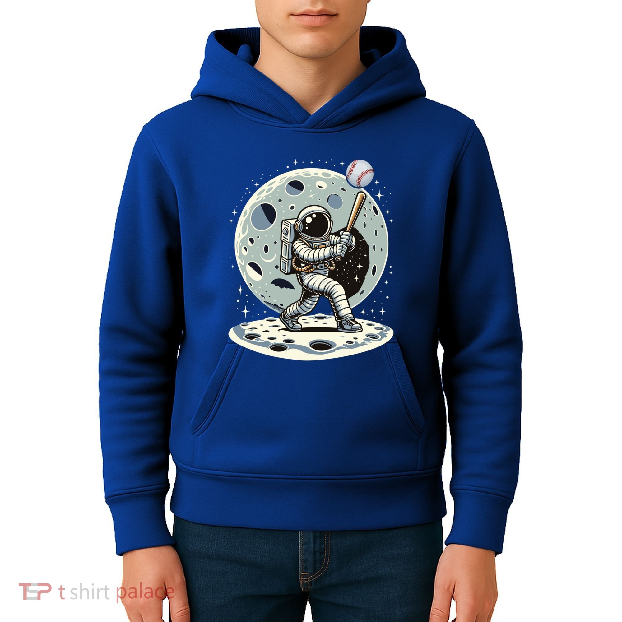 Astronaut Baseball Player Outer Space Moon Space Hitter Gift Kids Hoodie