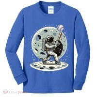 Astronaut Baseball Player Outer Space Moon Space Hitter Gift Kids Long Sleeve Shirt thumb 0