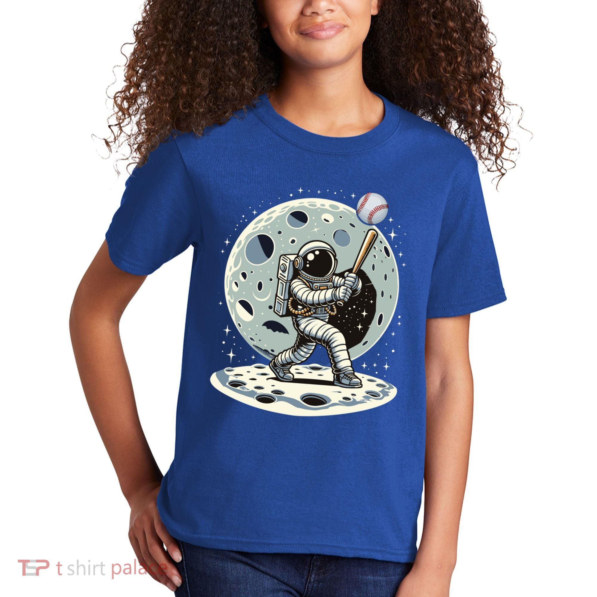 Astronaut Baseball Player Outer Space Moon Space Hitter Gift Kids T-Shirt