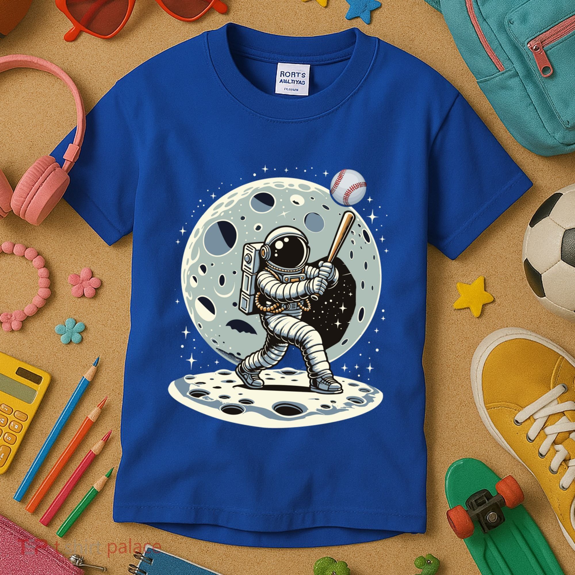Astronaut Baseball Player Outer Space Moon Space Hitter Gift Kids T-Shirt