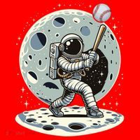 Astronaut Baseball Player Outer Space Moon Space Hitter Gift Santa Hat thumb 1