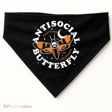 Antisocial Butterfly Partying In The Shadows Apparel USA-Made Doggie Bandana