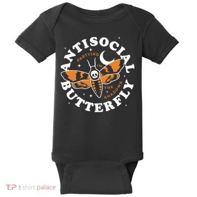 Antisocial Butterfly Partying In The Shadows Apparel Baby Bodysuit