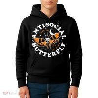 Antisocial Butterfly Partying In The Shadows Apparel Kids Hoodie thumb 4