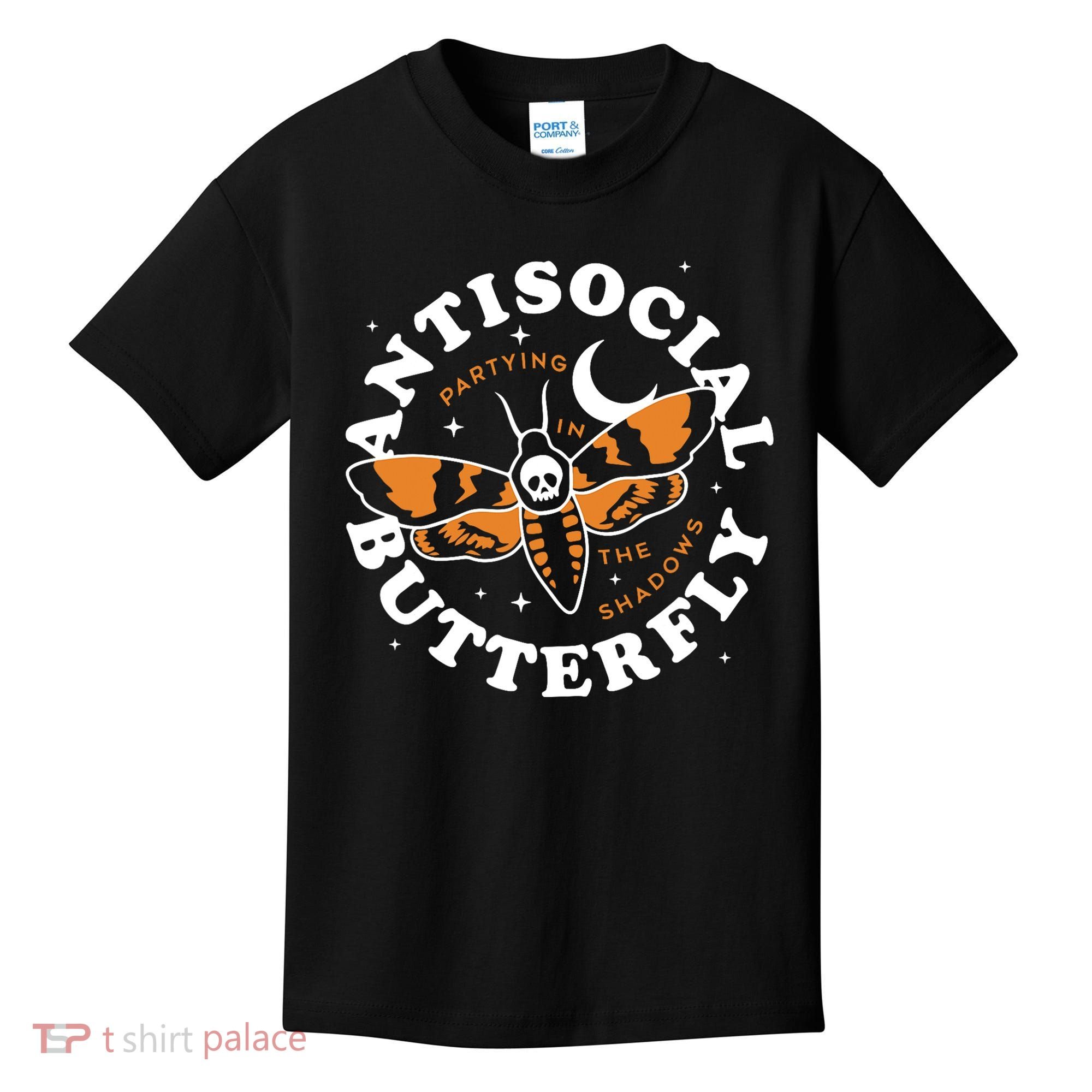 Antisocial Butterfly Partying In The Shadows Apparel Kids T-Shirt