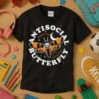 Antisocial Butterfly Partying In The Shadows Apparel Kids T-Shirt thumb 3
