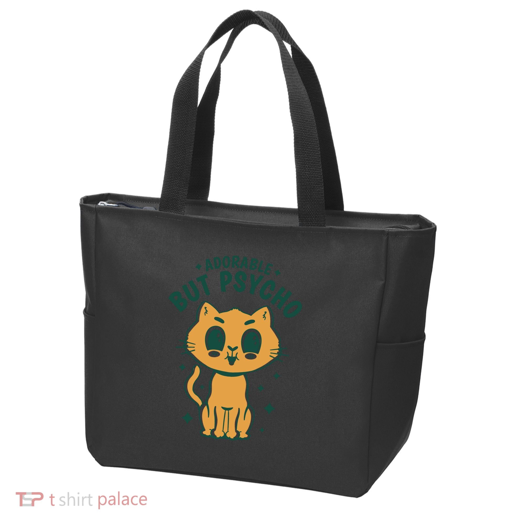Adorable But Psycho Funny Cat Tote Bag