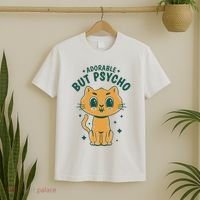 Adorable But Psycho Funny Cat T-Shirt thumb 2