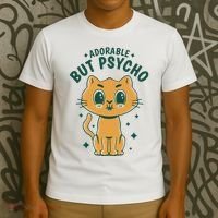 Adorable But Psycho Funny Cat T-Shirt thumb 3