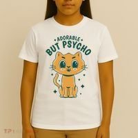 Adorable But Psycho Funny Cat T-Shirt thumb 4