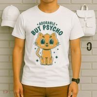 Adorable But Psycho Funny Cat T-Shirt thumb 6