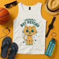 Adorable But Psycho Funny Cat Tank Top thumb 4