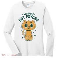 Adorable But Psycho Funny Cat Women's Long Sleeve Shirt thumb 0