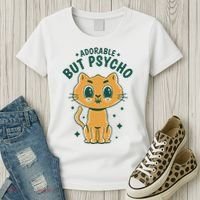 Adorable But Psycho Funny Cat Women's T-Shirt thumb 3