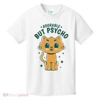 Adorable But Psycho Funny Cat Kids T-Shirt thumb 0