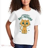 Adorable But Psycho Funny Cat Kids T-Shirt thumb 2
