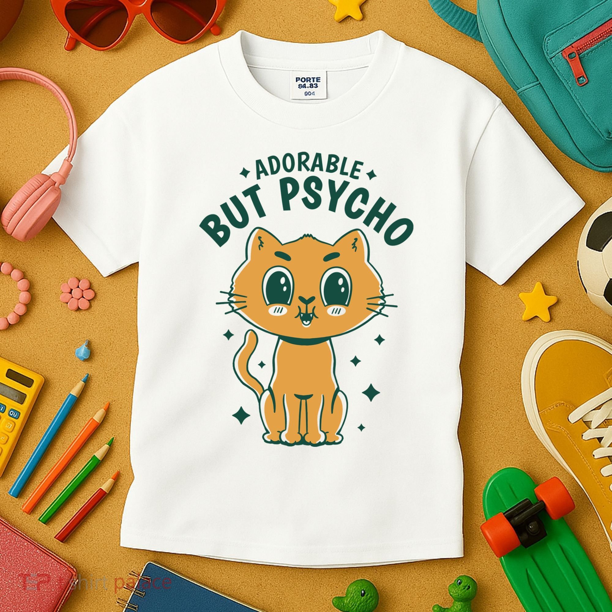 Adorable But Psycho Funny Cat Kids T-Shirt