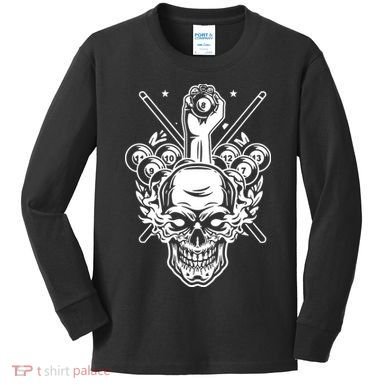 Awesome Billiards Pool Player Kids Long Sleeve Shirt