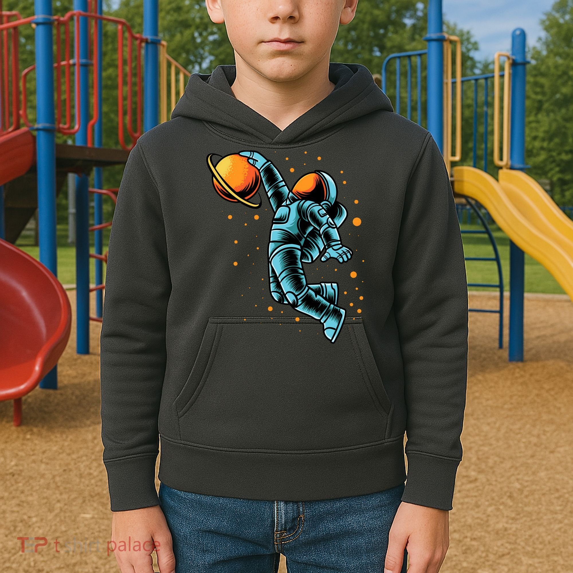 Astronaut Basketball Player Kids Hoodie