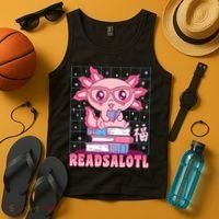 Axolotl Books Readsalotl Reading Bookworm Tank Top thumb 4