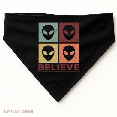 Alien Believe Retro Alien Gift For Alien Believer USA-Made Doggie Bandana