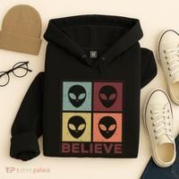 Alien Believe Retro Alien Gift For Alien Believer Hoodie thumb 4