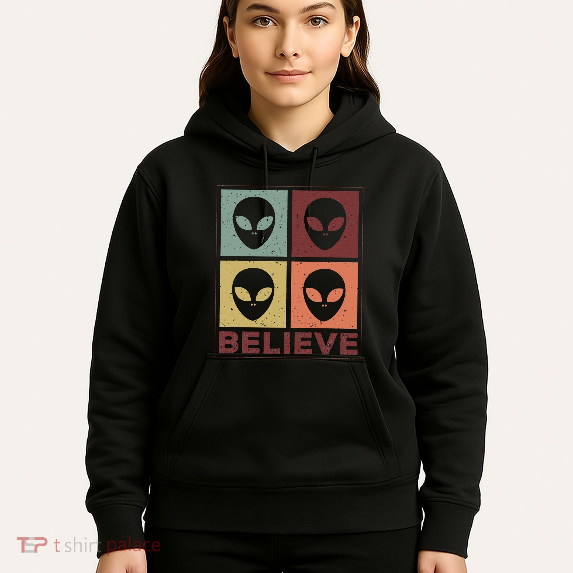 Alien Believe Retro Alien Gift For Alien Believer Hoodie