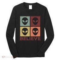 Alien Believe Retro Alien Gift For Alien Believer Long Sleeve Shirt thumb 0
